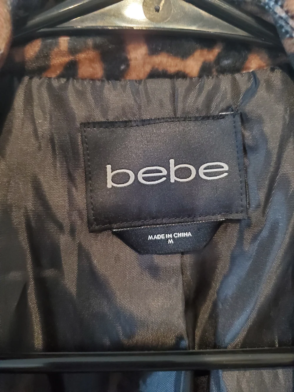 bebe Leopard-Print Faux Leather Moto Jacket in Brown/Black